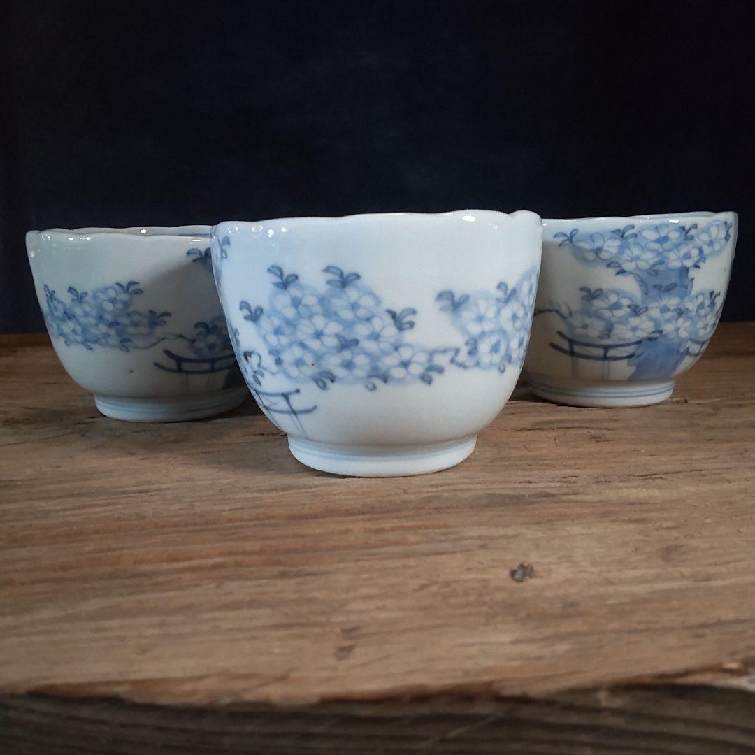 桜文様の、猪口向付け江戸時代四客セット