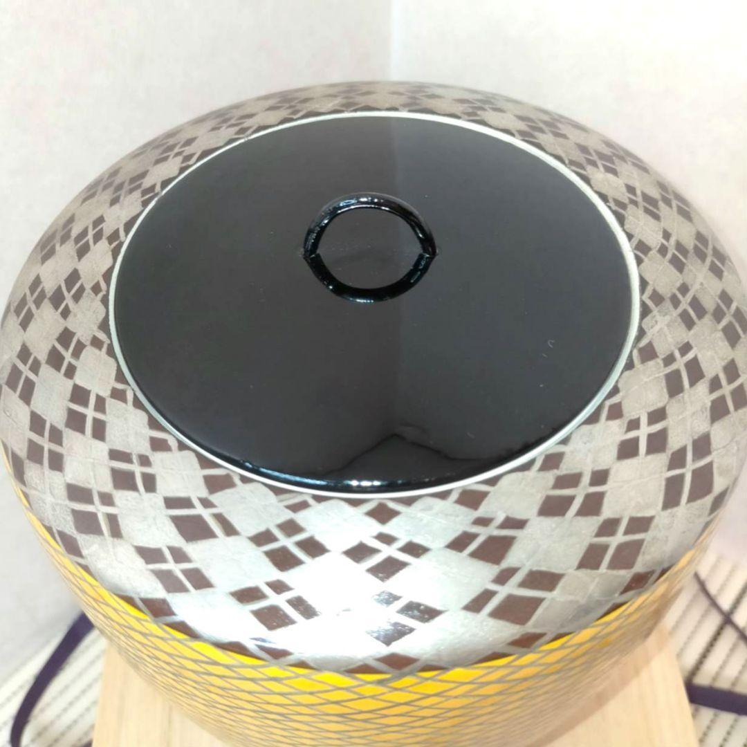 水指 龍峰作 色絵模様の図 共箱 共布 蔵出し 茶道具