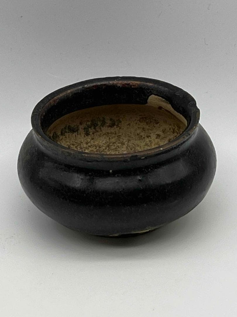 遼～金時代　磁州窯鉢　水洗 茶入　茶道具 希少貴重　唐物　古賞物(F-98)