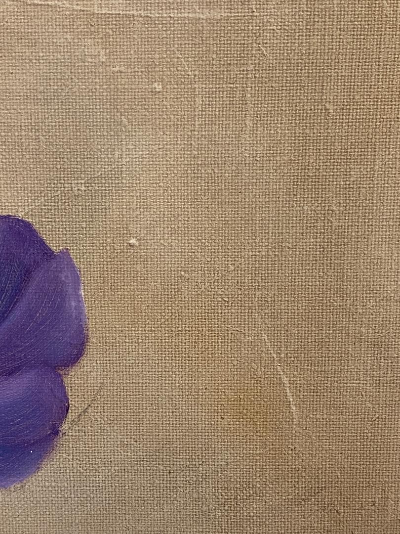 ★「真作」安田英明「アネモネ」静物画　油彩画　額装　サイン有り　F6号