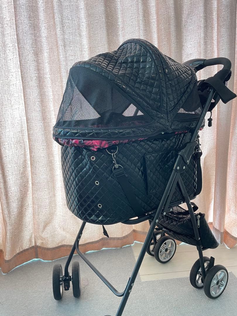 天使のカート　L 小物付き　ブラックキルト　黒 ペットカート