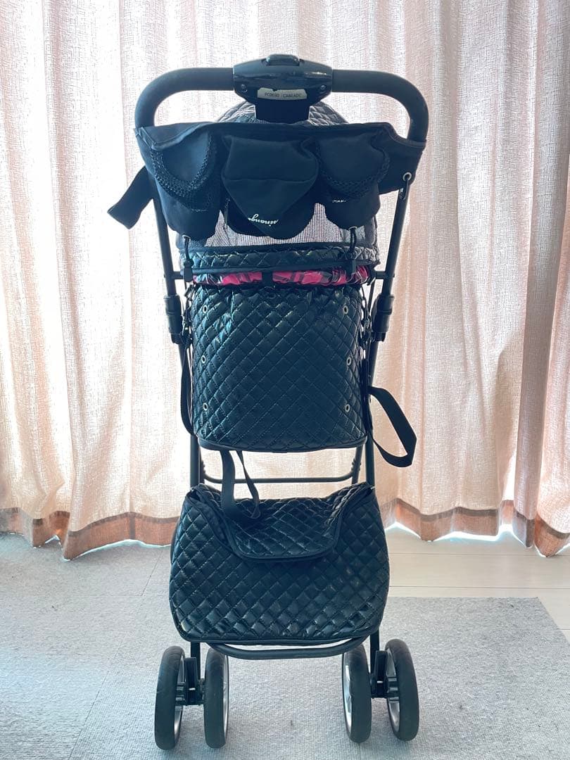 天使のカート　L 小物付き　ブラックキルト　黒 ペットカート