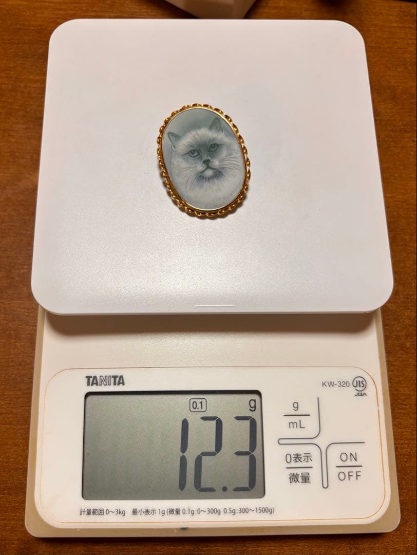 金18 カメオ　猫