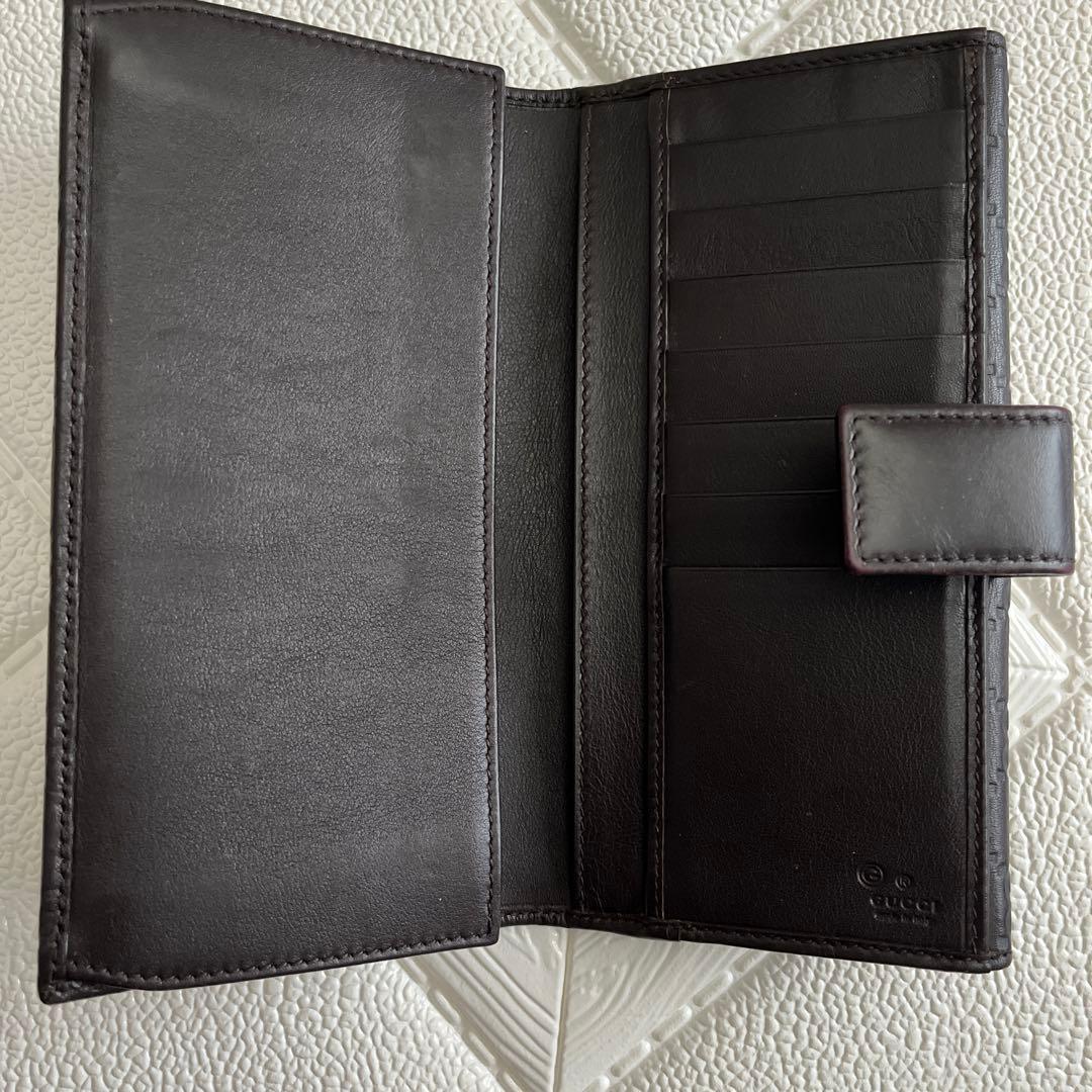 GUCCI 財布　ブラウンレザー 二つ折り財布　型押し