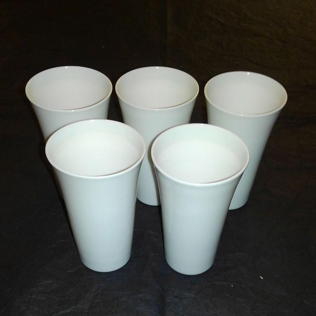 清水焼　白磁ビアカップ5客揃