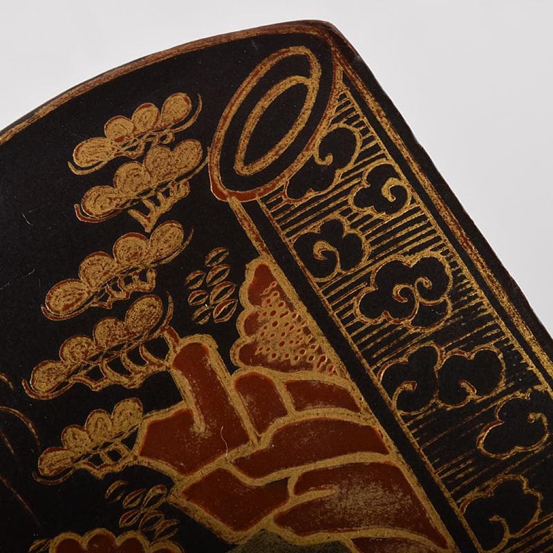 茶道具　唐物　山水蒔絵　巻物形香合　箱付　V　R8424