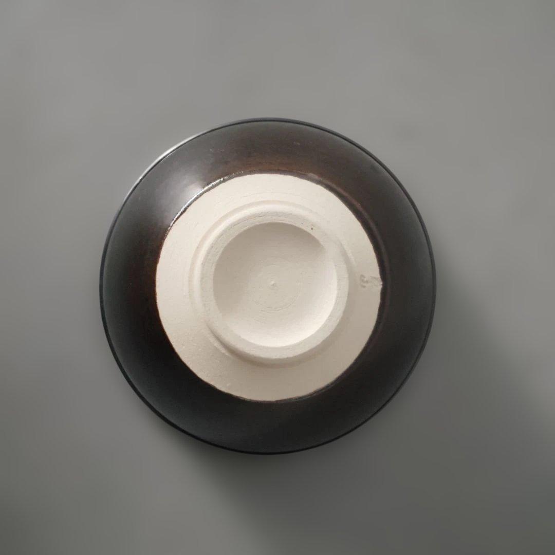 天目茶碗 黒 草山作 木製 天目台セット 黒塗 貴人台 茶道具 紙箱