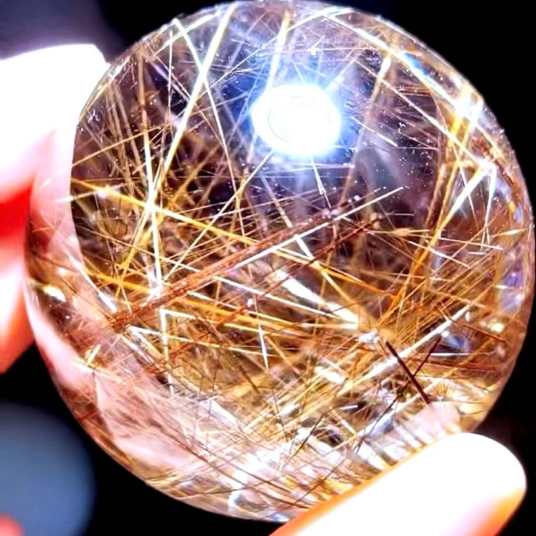 超絶綺麗✨53mm ゴールドルチルクォーツ　丸玉スフィア　金針水晶