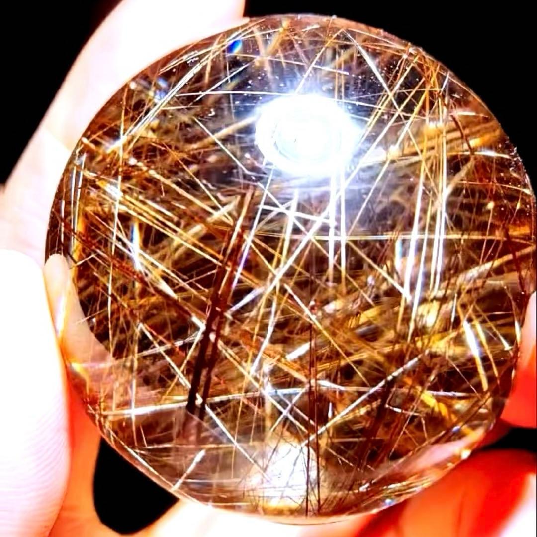 超絶綺麗✨53mm ゴールドルチルクォーツ　丸玉スフィア　金針水晶