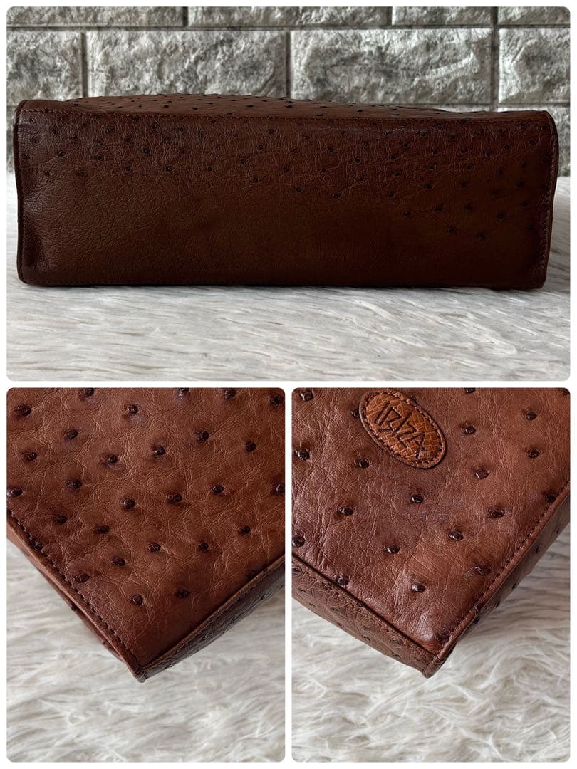 【新品未使用】イビサ　とらチャーム付き　オーストリッチ　ハンドバッグ