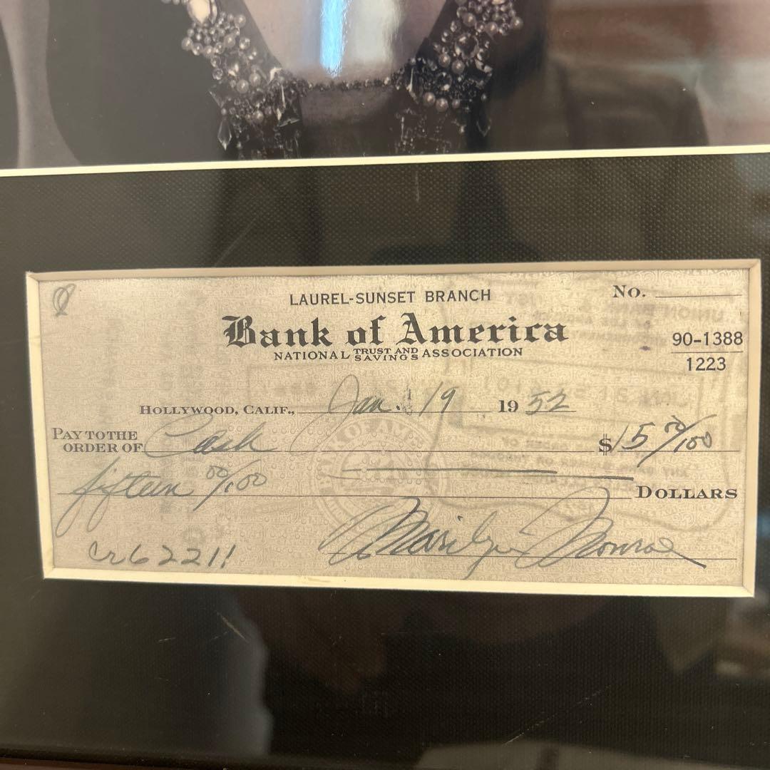 マリリン・モンロー 小切手 1952年　複製