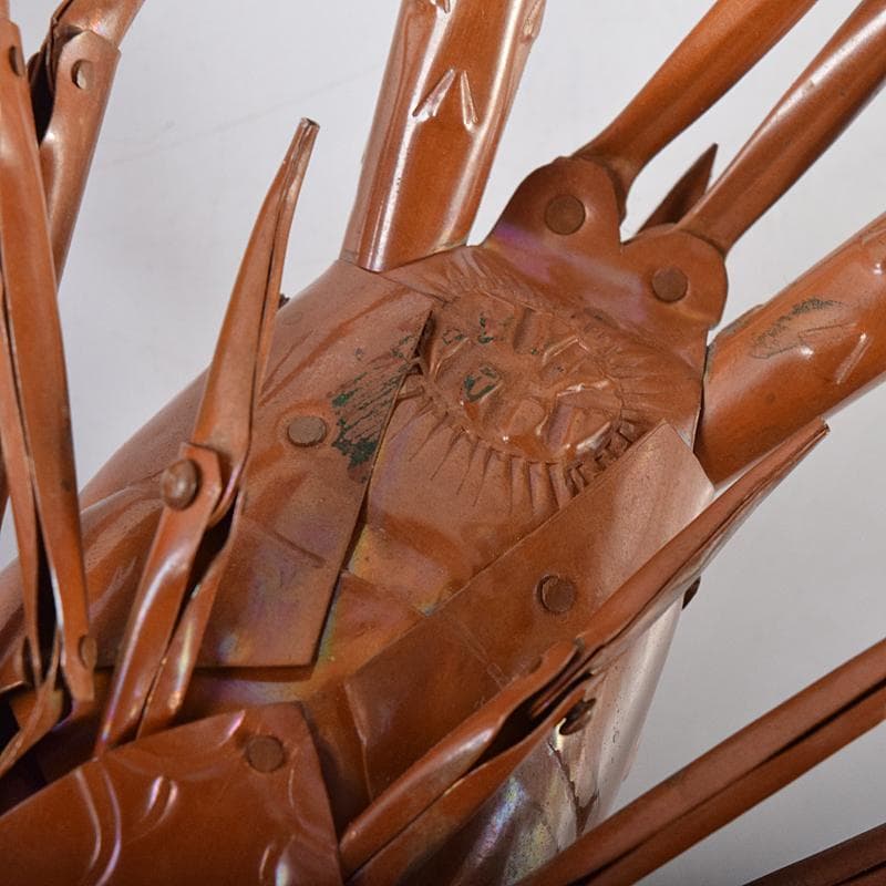 五十一代　明珍宗之作　銅製　伊勢海老　自在置物　共箱　D　R8678