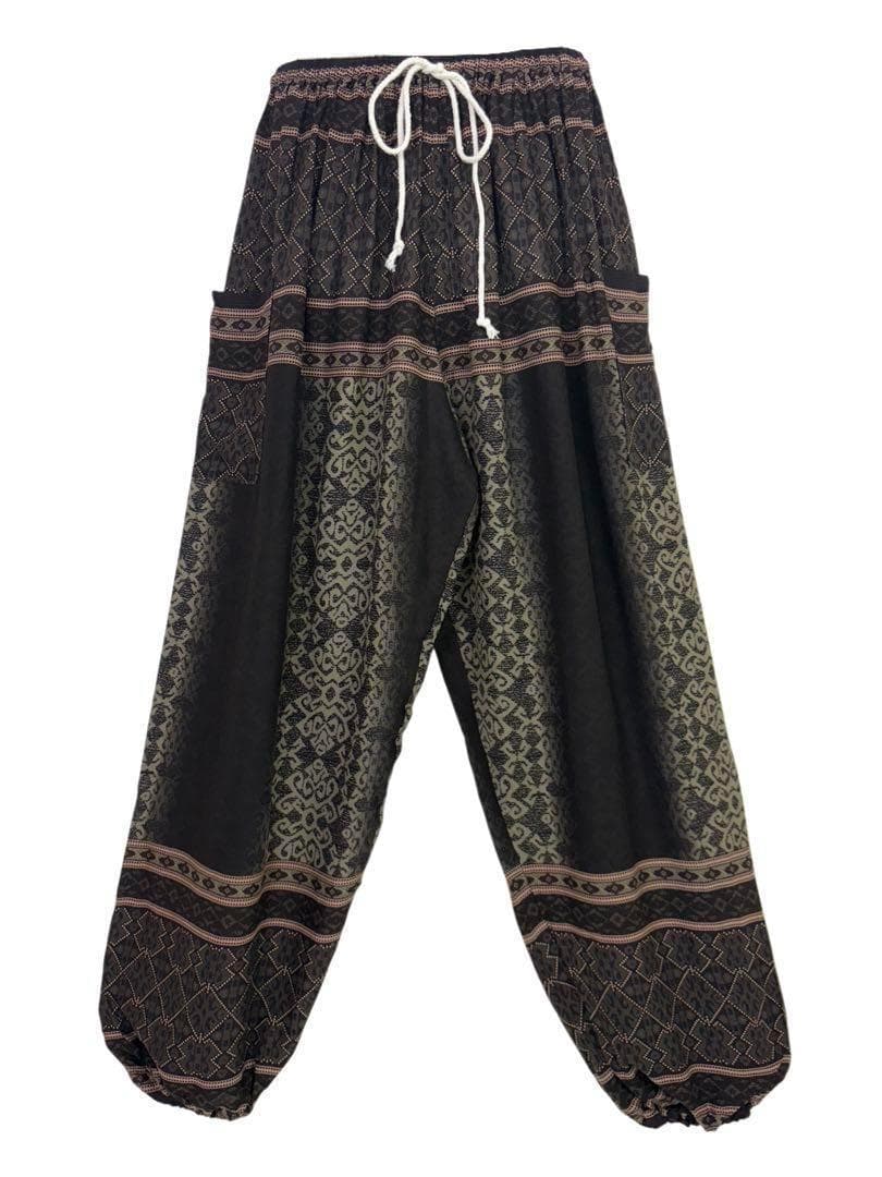 専用です！アラジン　タイパンツ　男女兼用【ゴム紐】B柄DKブラウン　F706-4