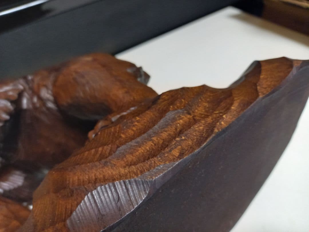 希少　アイヌ　熊　一刀彫　木彫り　堀井作　銘有り　中型　サイズ