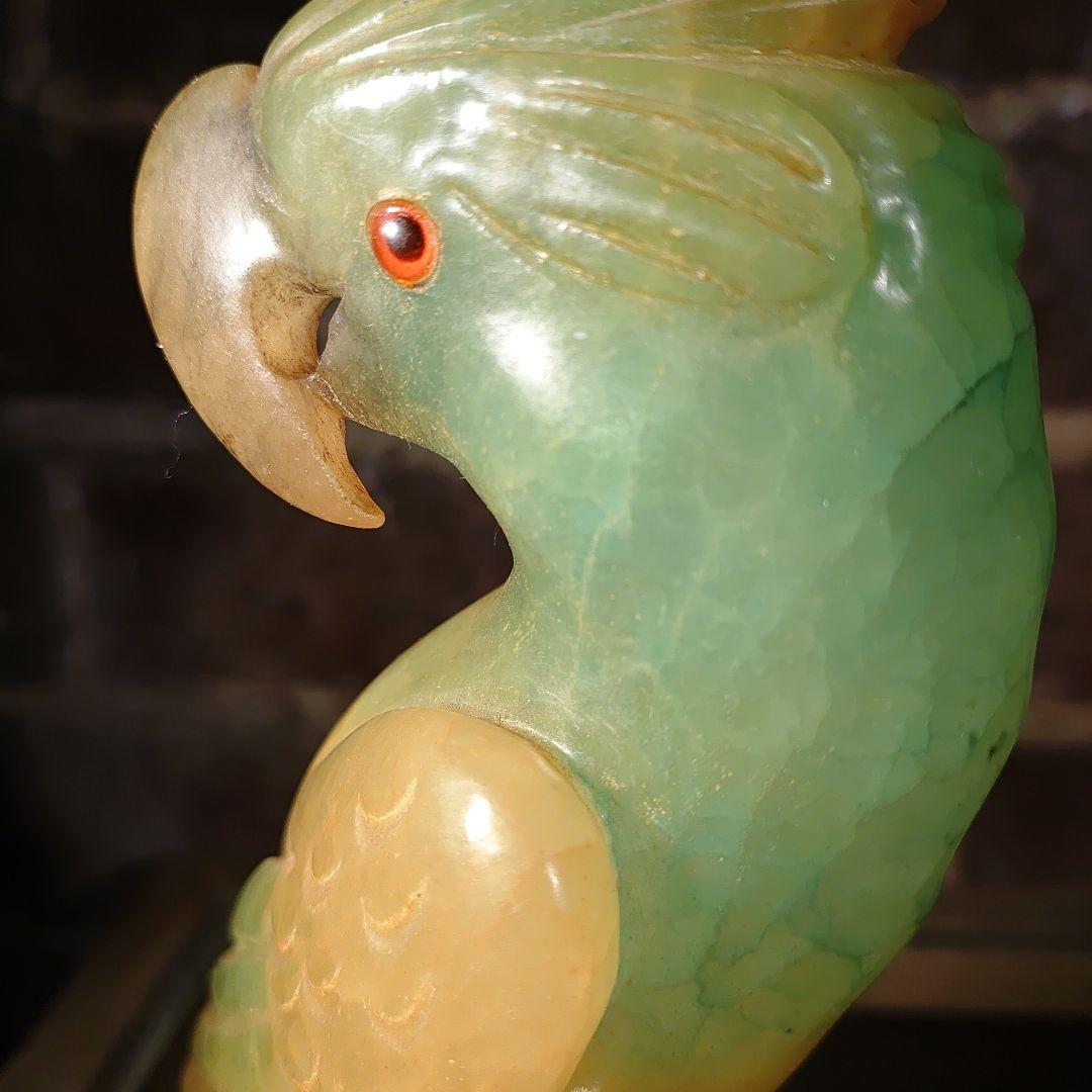 ビンテージ　イタリア製 アルバスタ　オウムの置物　Italy　手彫り