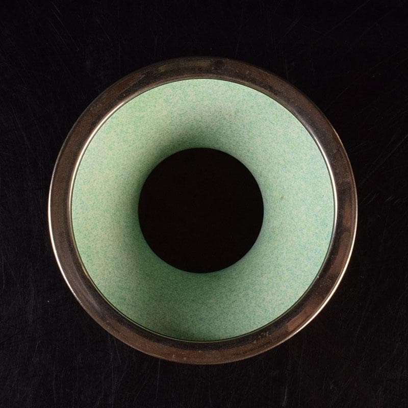 七宝焼　服部喜久作　花文　花瓶　唐木台付　共箱　V　R9527