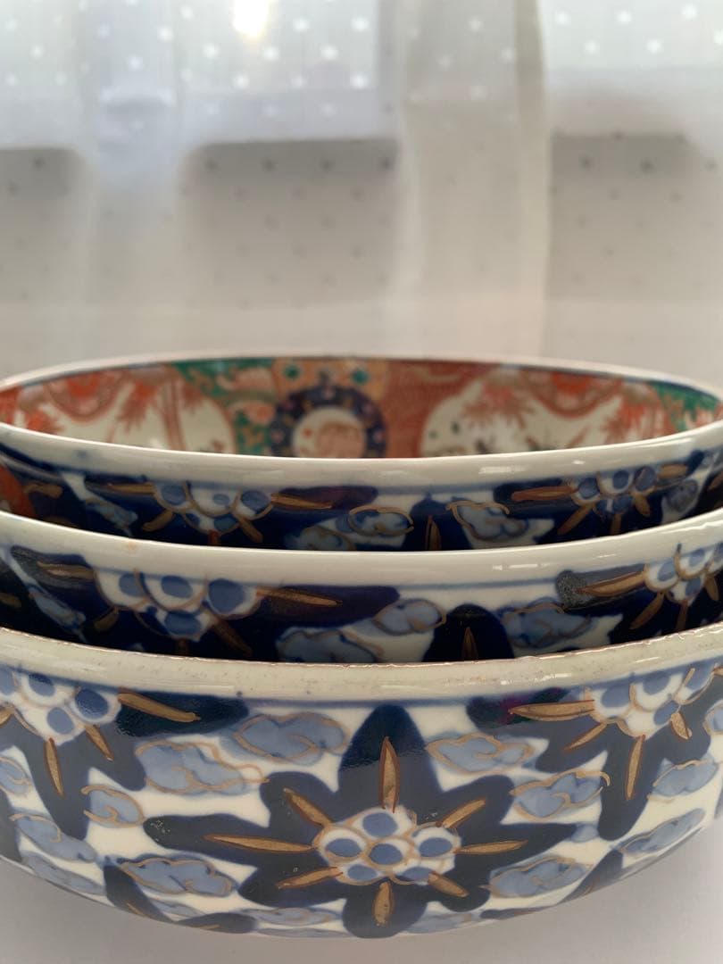 古伊万里　赤絵大三鉢　時代箱付き　送料込み