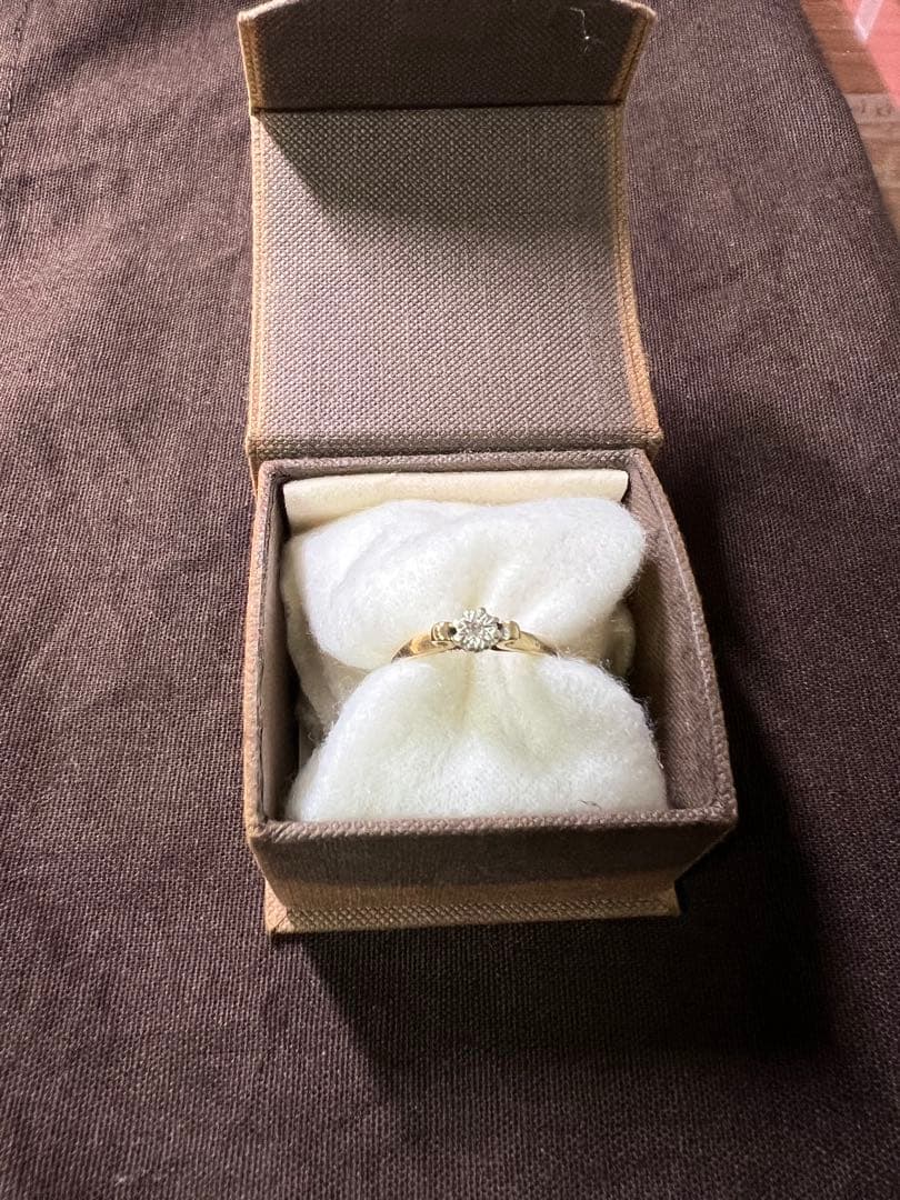 ゴールド フラワーリング　375 王冠刻印　 英国アンティークnyokki