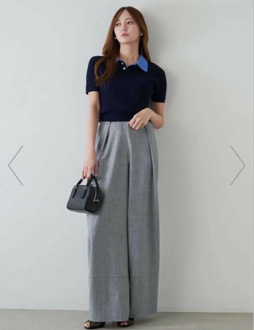 SNIDEL ワンポイントレイヤードポロニットプルオーバー