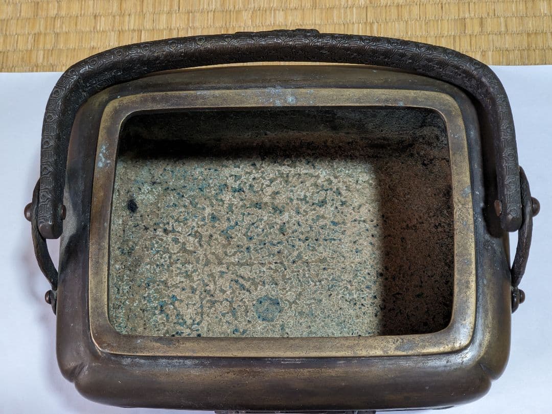 ⭐ 福壽双鶴龍紋様！香炉 銅器 明治時代 手炉 唐物 唐銅 香道具 骨董品レア物