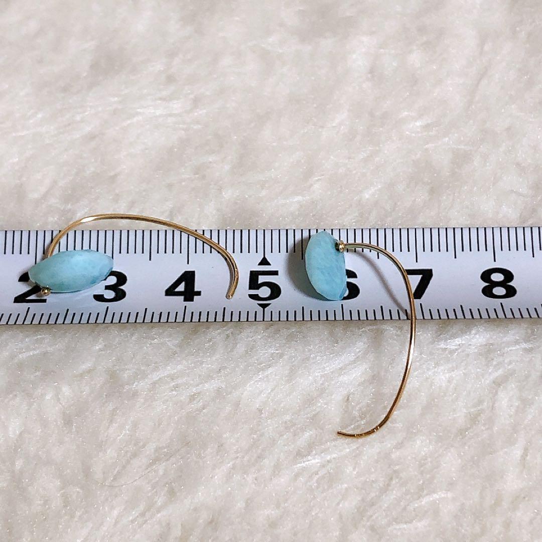 Lilas K10 ラリマー　ピアス　イエローゴールド