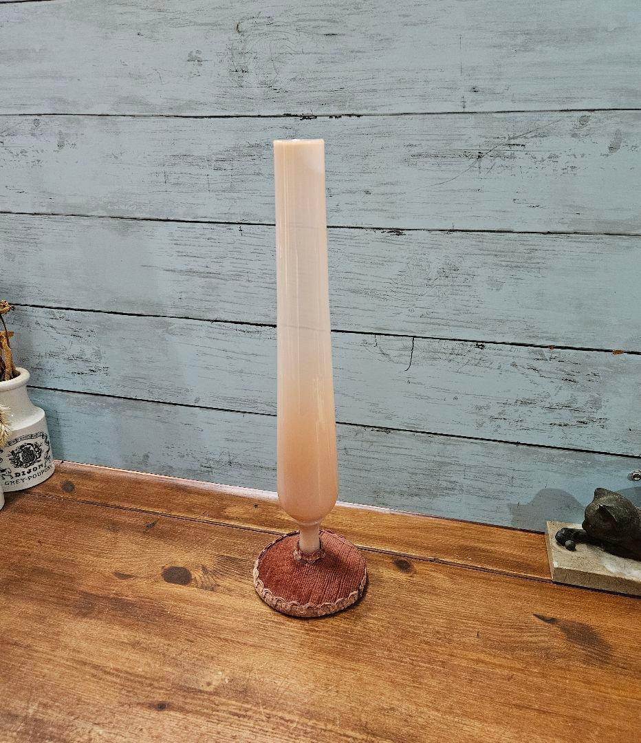 フランスアンティーク ピンクのオパリンガラス 花瓶 一輪挿し グラス 花器