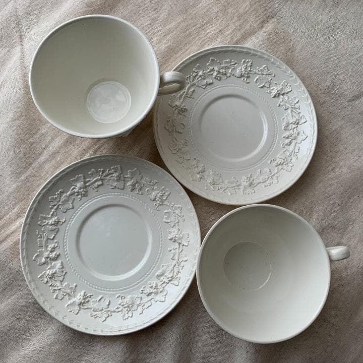 アンティーク オールドウェッジウッド カップ&ソーサー2セット クィーンズウェア