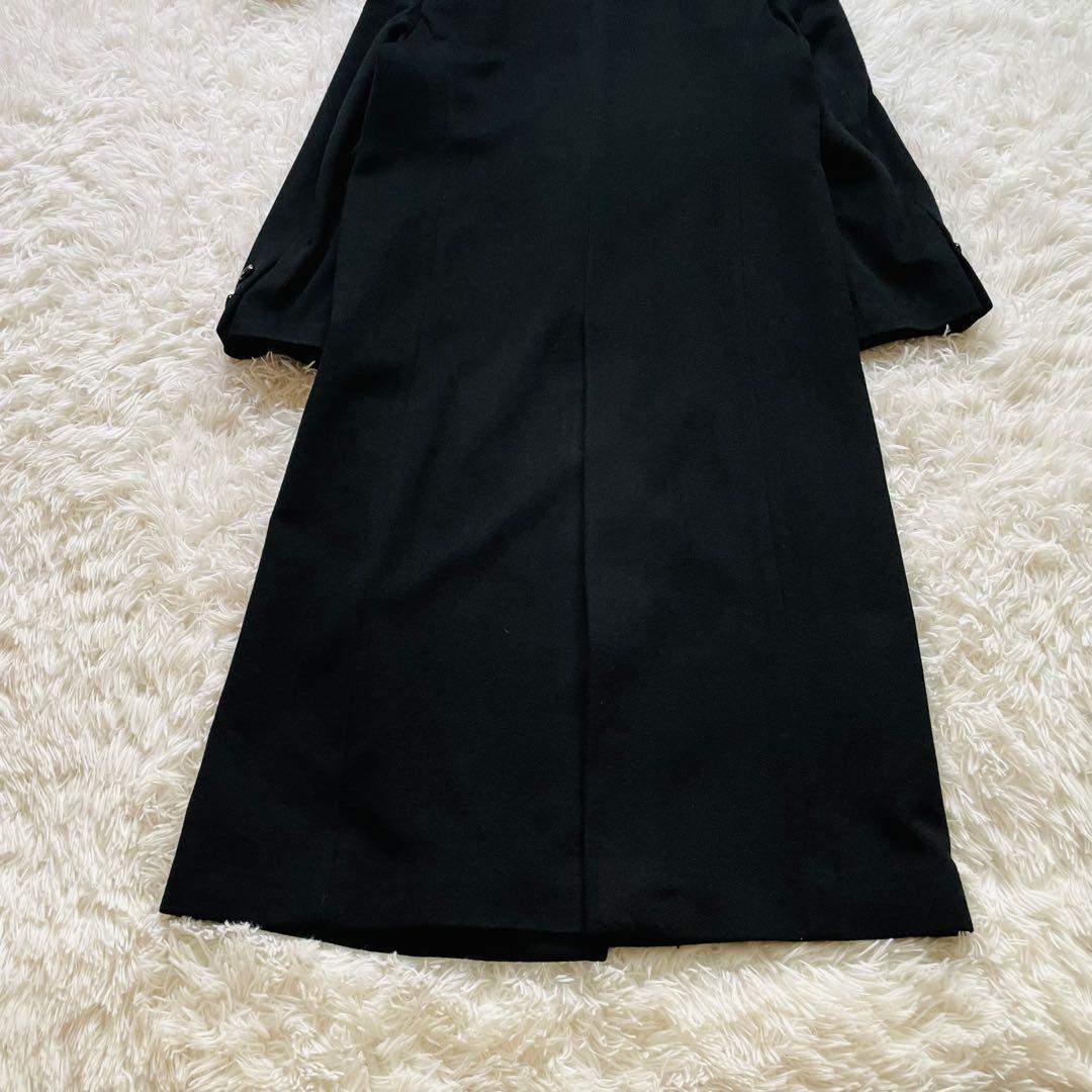 カシミヤ100％ ロングコート 黒 ダブル 前開き 9号 上品 シンプル