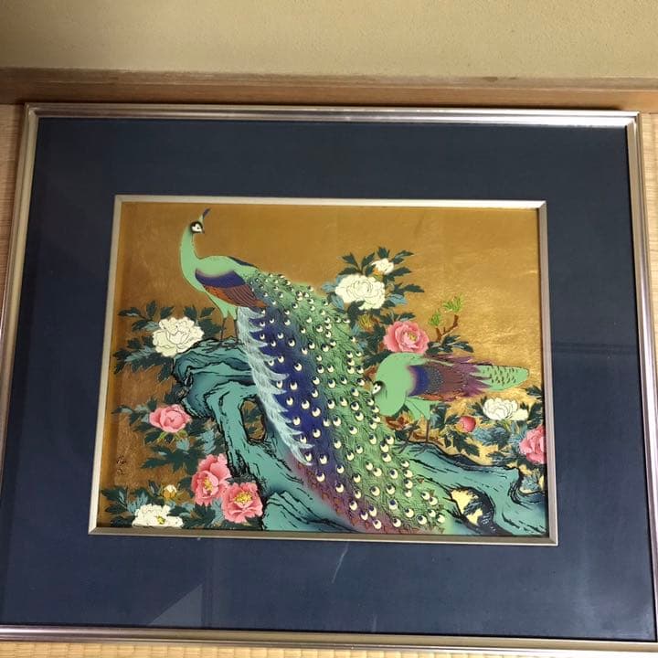 孔雀 牡丹 開運絵画 縁起物