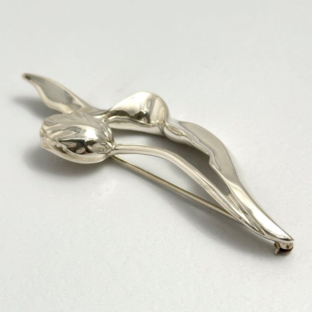 希少　Tiffany　チューリップ　フラワー　シルバー　ブローチ　Ag925
