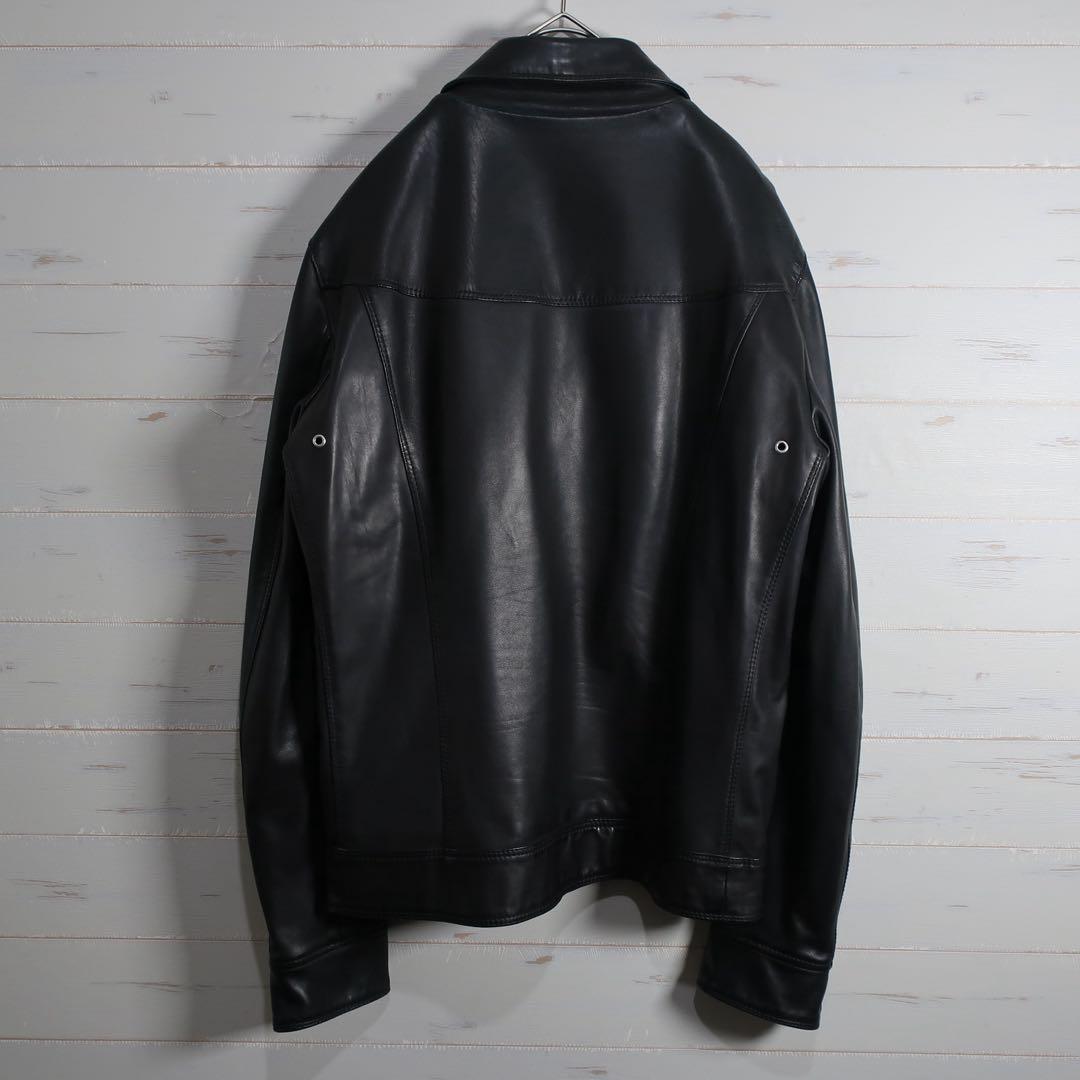 Delan シングル ライダース レザー ジャケット 襟付き Sサイズ 黒上質.