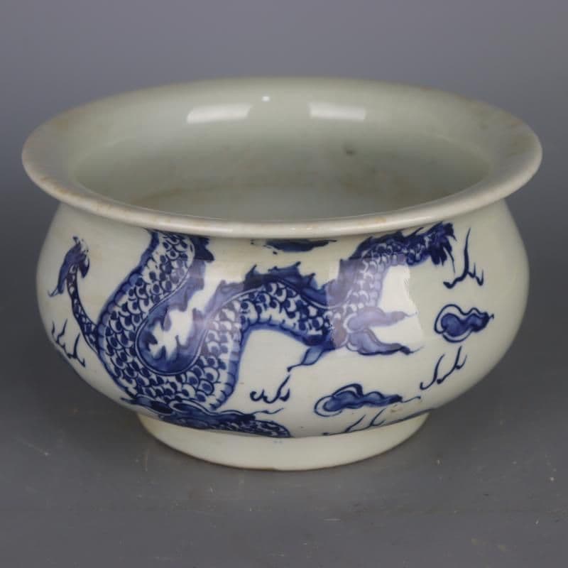 清康煕青花竜紋香炉 茶道具 香道具 装飾品 現代工芸品 置物