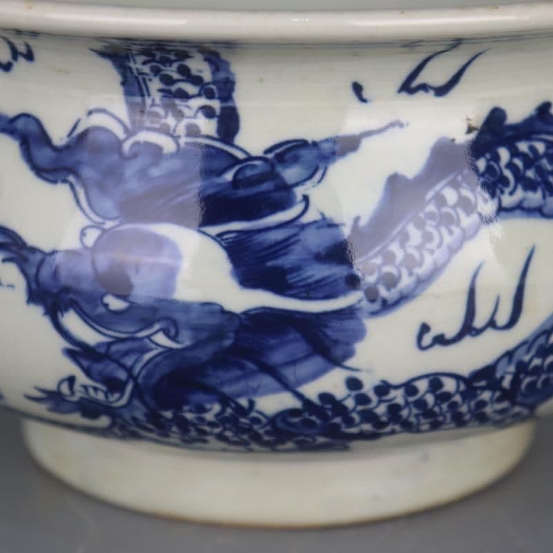 清康煕青花竜紋香炉 茶道具 香道具 装飾品 現代工芸品 置物