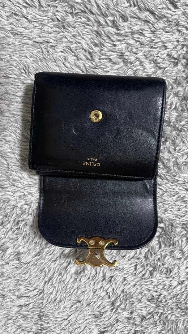 nico-chan セリーヌ　ブラック 三つ折り財布 ゴールド金具