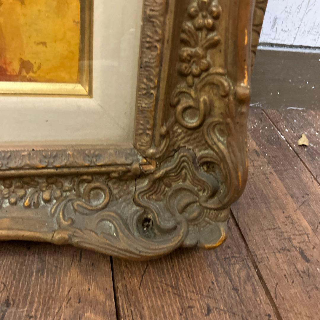 油絵 能面 能楽 黒川能 日本絵 武田靖夫画 伝統芸能 金背景 絵画 インテリア