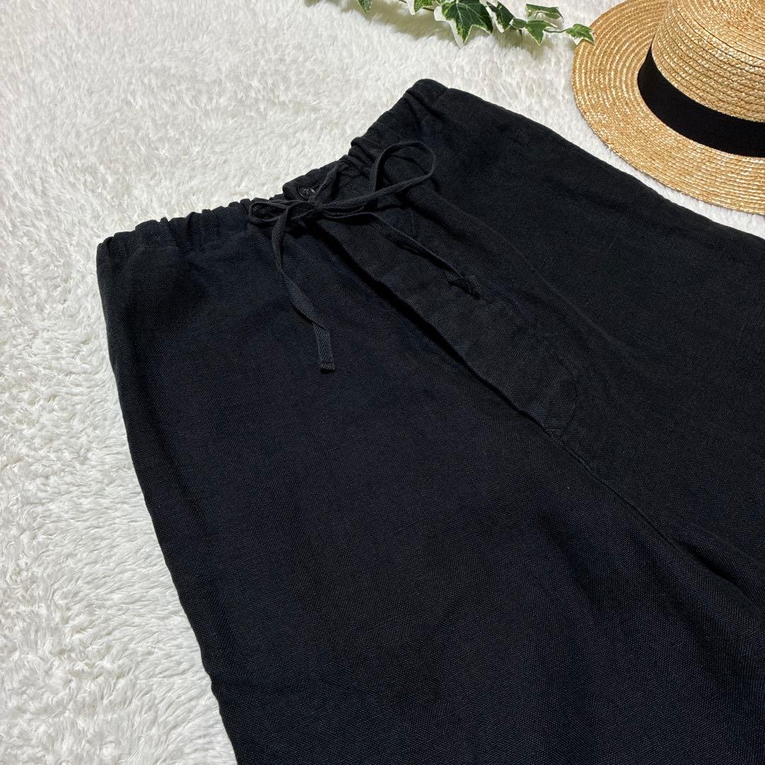 vlas blomme ワークリネンサルエルパンツ　ブラック　チャコール