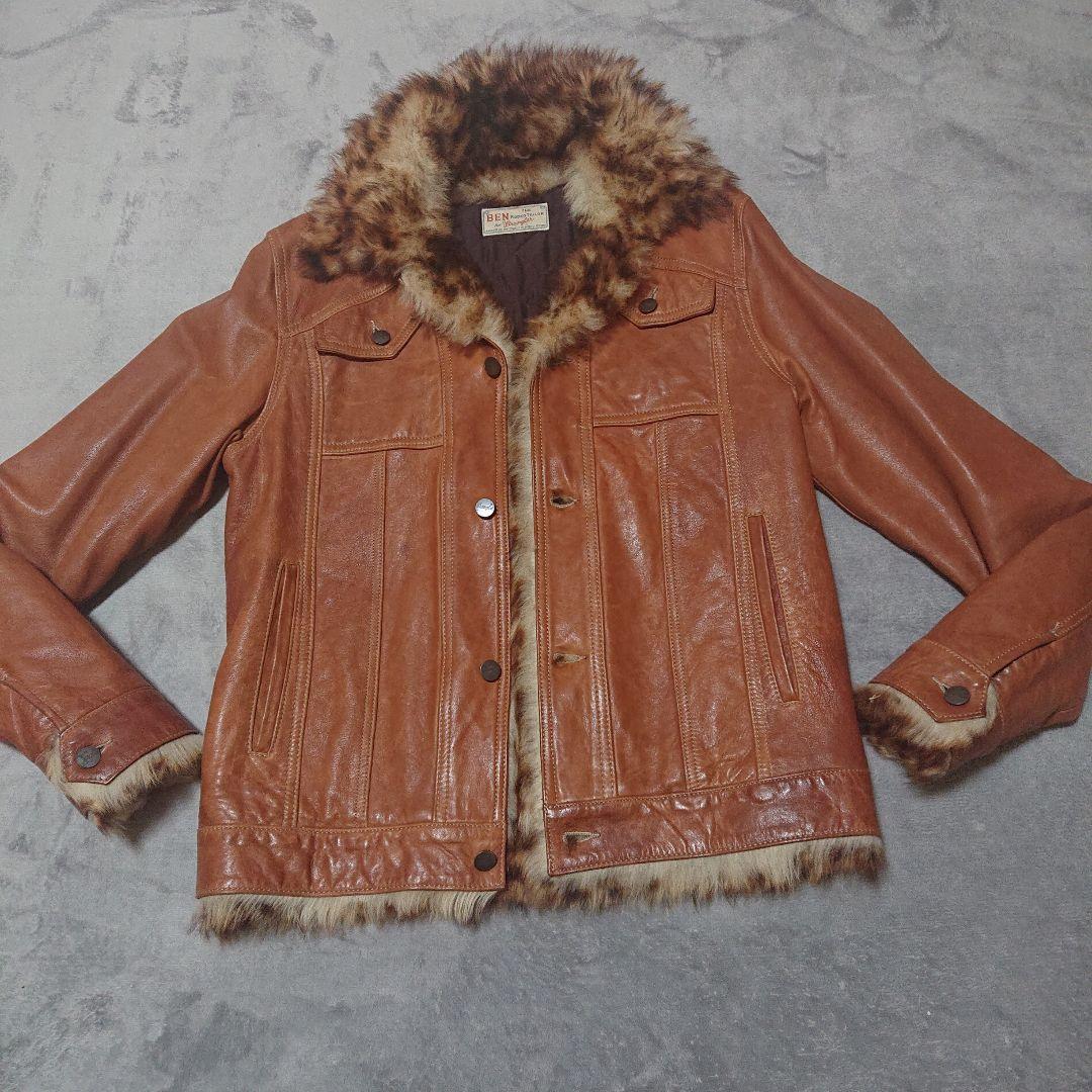 美品 メンズビギ 革ジャケット