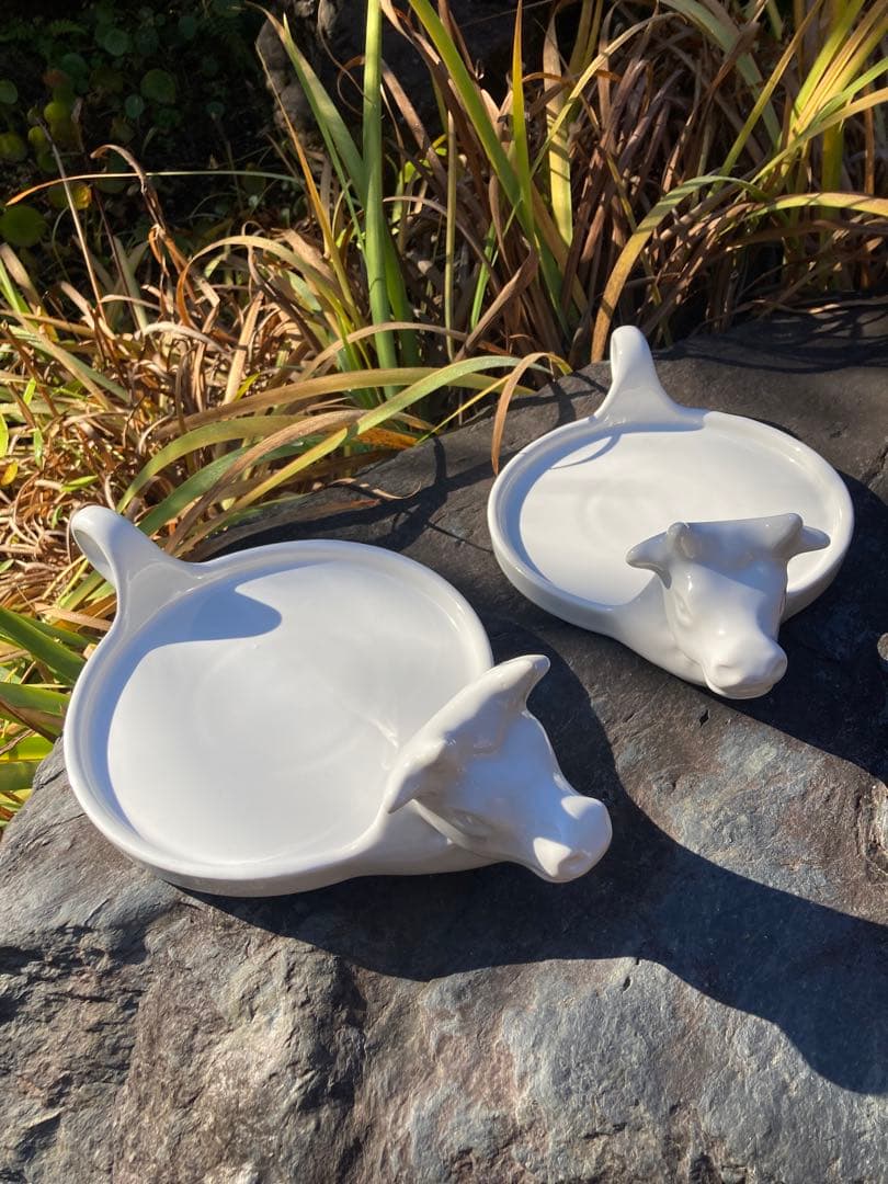 ヨーロッパ製　牛のチーズ皿　白磁　陶器皿La Porcellana Bianca