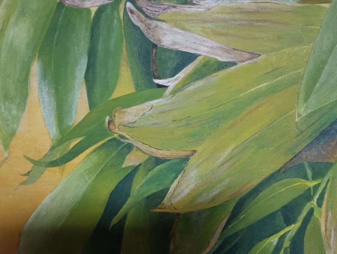 「熊笹」日本画　30号　美術学生作