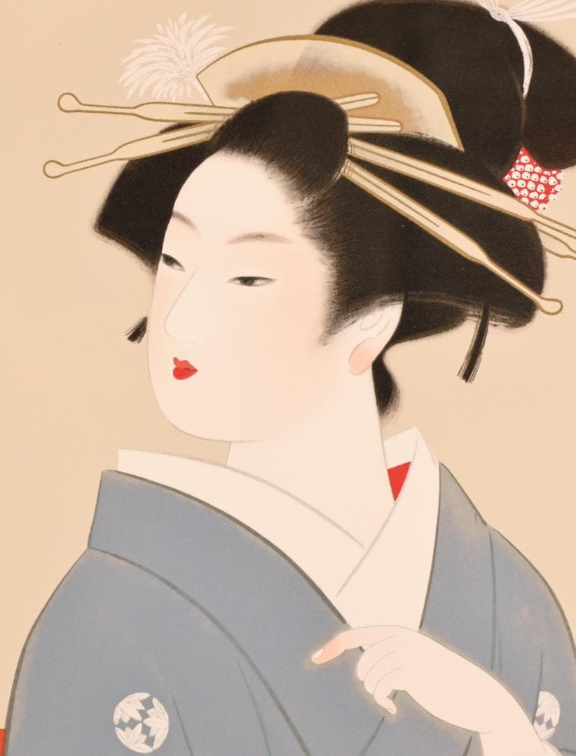 BK282　上村松園 「 若葉 」 8/180　シルクスクリーン　監修 上村淳之