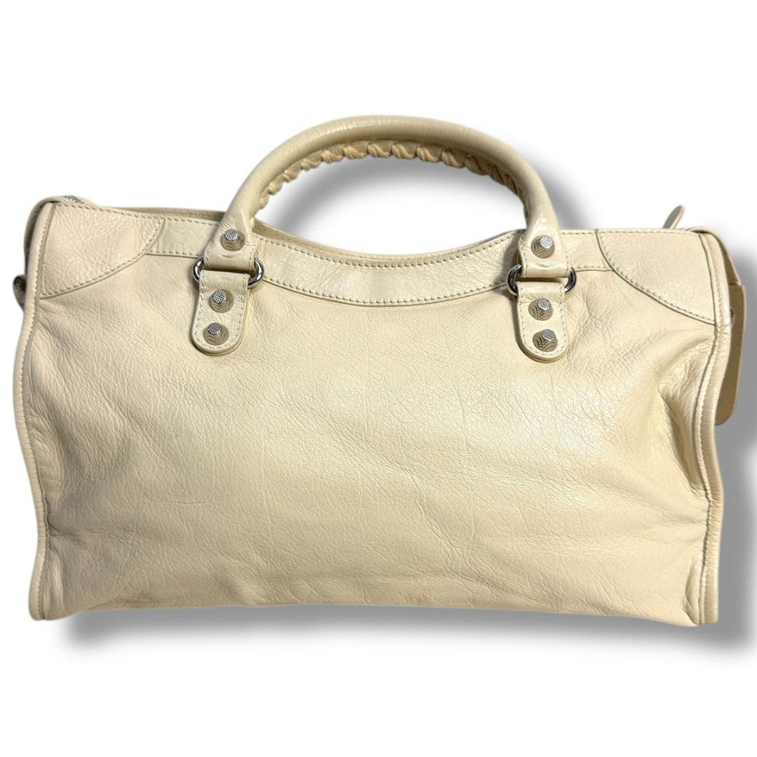 J7007美品バレンシアガ ジャイアントシティ 2WAYハンドバッグ アイボリー