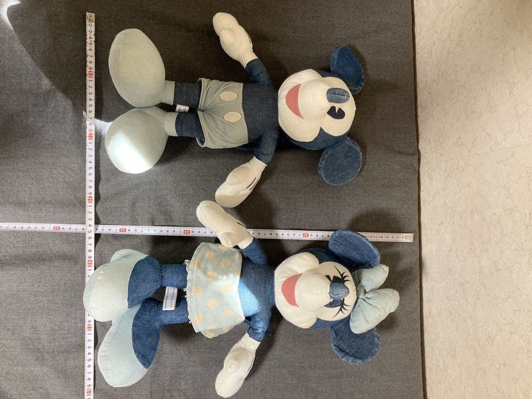 ヴィンテージ　非売品　ミッキー ミニー ぬいぐるみ デニム風 約40cm