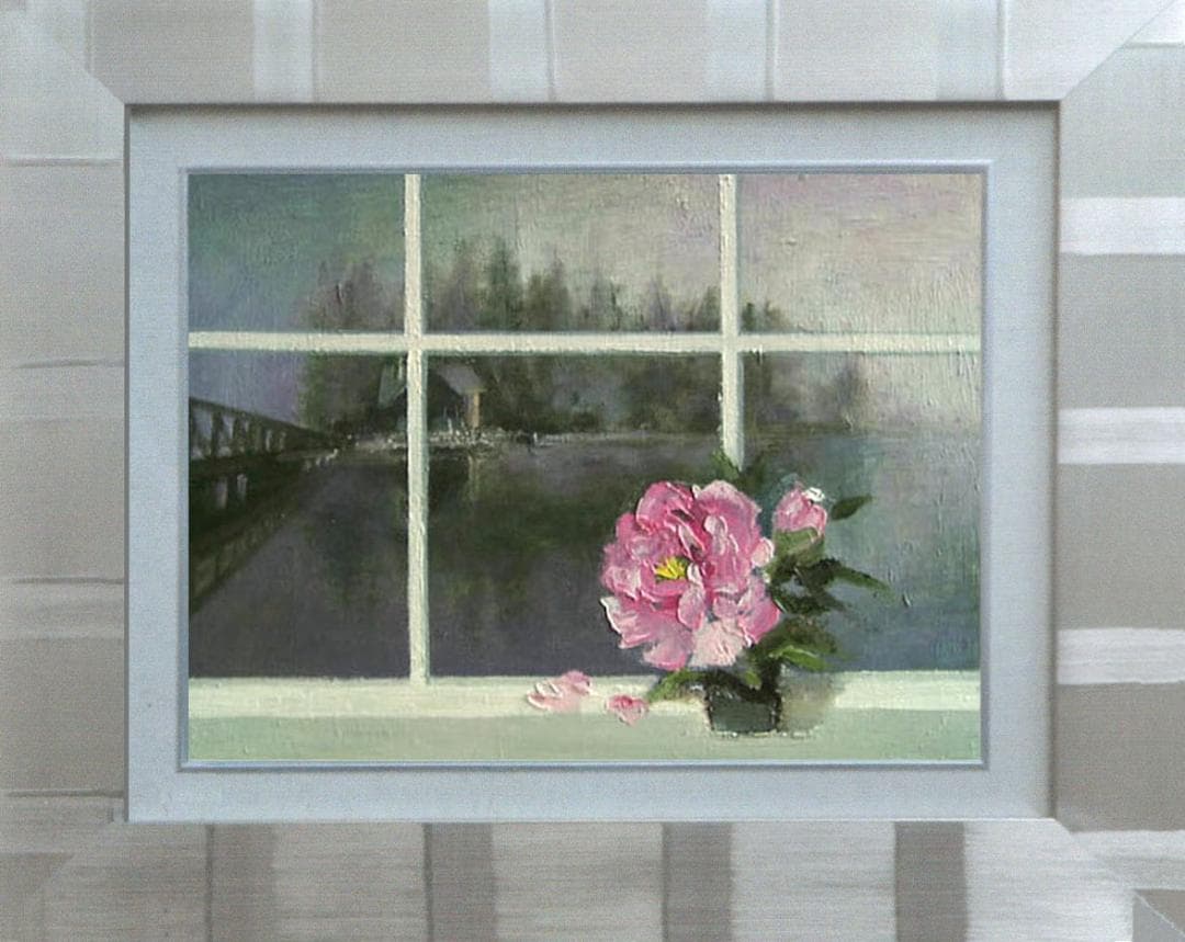 油絵 菅家令子 絵 絵画 インテリア 額付(銀) 油絵 F4-070802 花