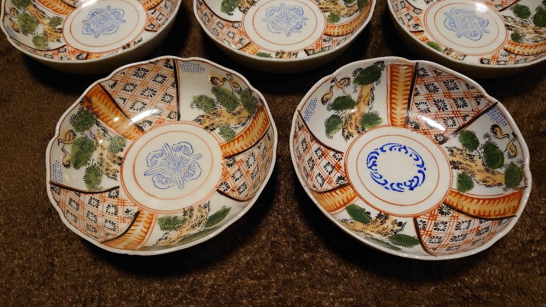 古伊万里　伊万里　なます皿　色絵　５客