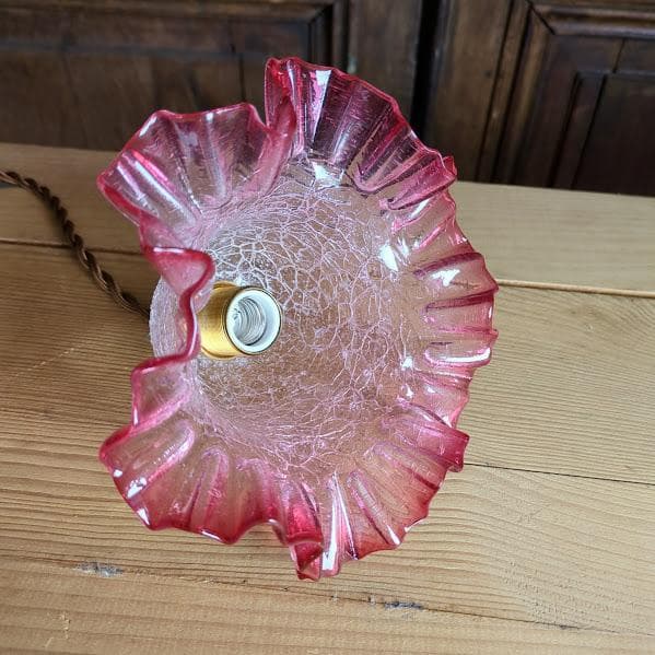 フランスアンティーク　クランベリーシェード ペンダントライト　照明