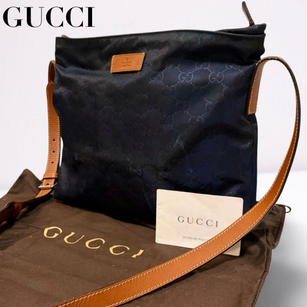 【正規品】グッチ GUCCI GG柄 ショルダーバッグ ネイビー 袋付 男女兼用