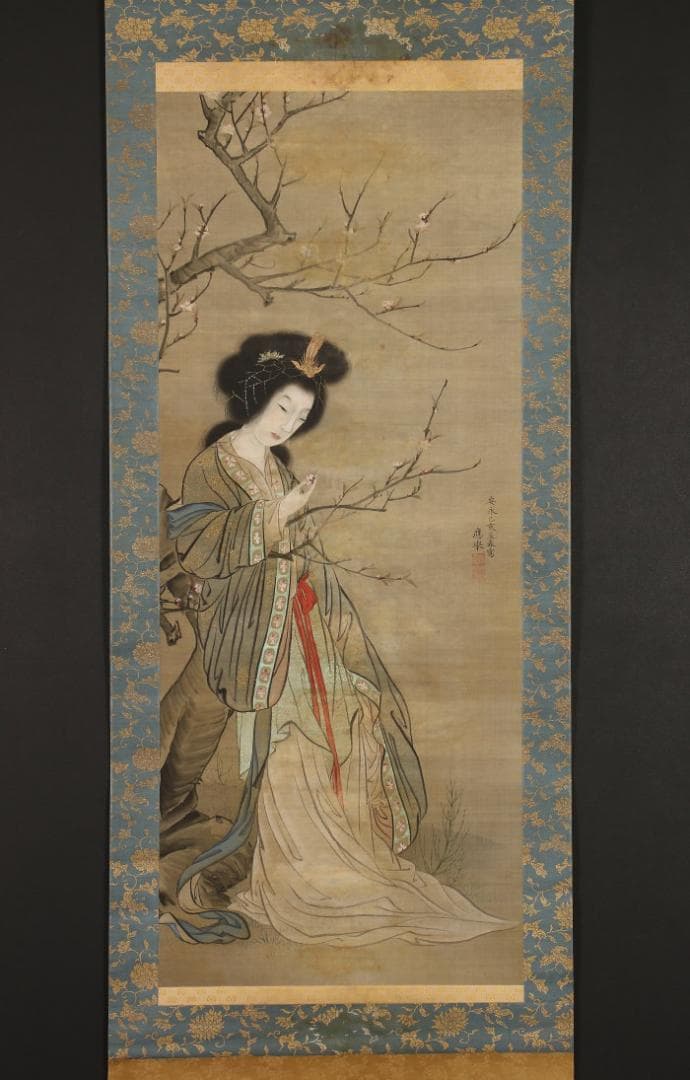 【真筆】◆円山応挙 桜唐貴人図 圓山應擧◆検）狩野探幽 雪舟 伊藤若冲 谷文晁