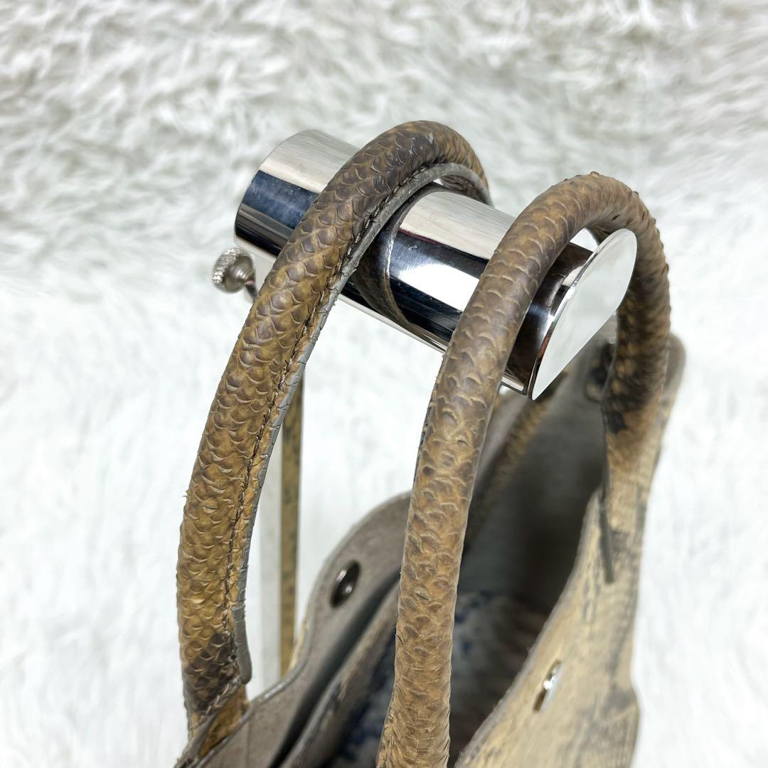 超希少 ティファニー ハンドバッグ リアルパイソンレザー ロゴ金具