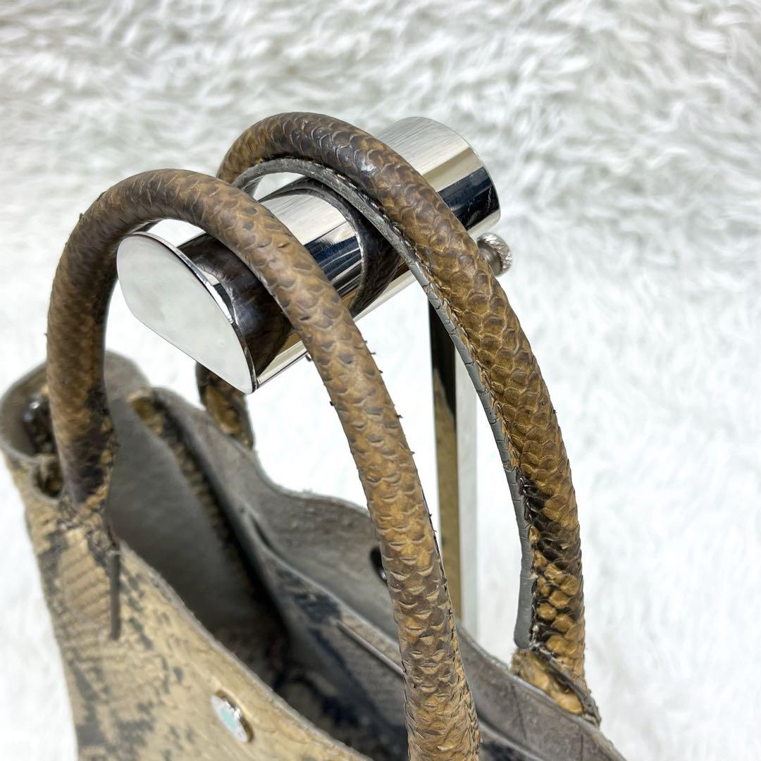 超希少 ティファニー ハンドバッグ リアルパイソンレザー ロゴ金具