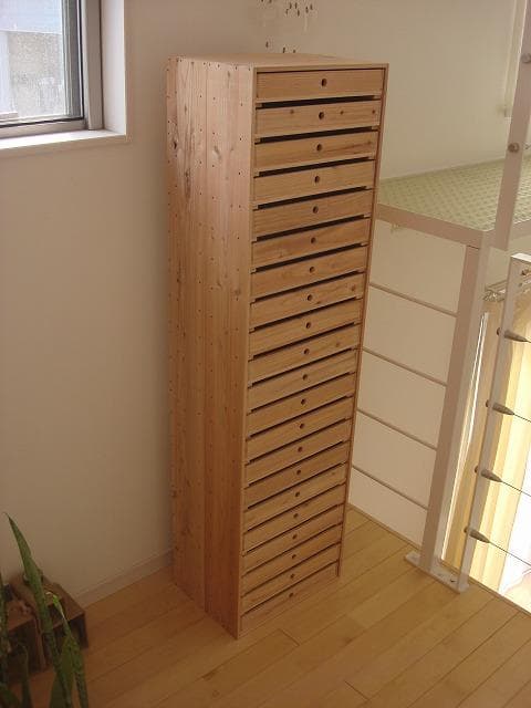 ★送料無料サイズ変更可能★A4丸穴21段引き出し無垢材木製書類ケースオーダー可能